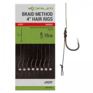 Power Braid Method Hair Rigs 15 lb Barbed 10 cm 8 ks